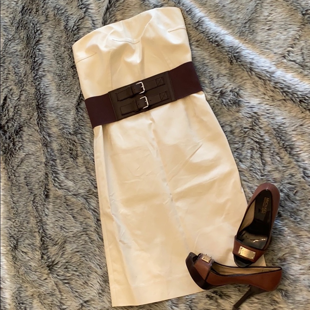 Michael Kors cream strapless dress